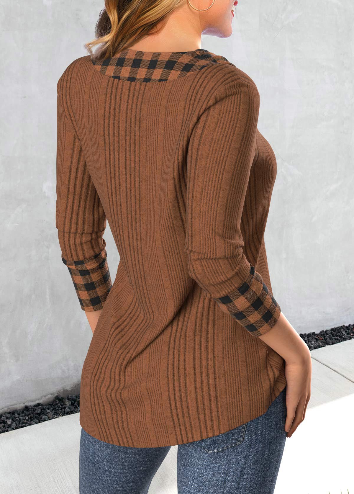 Dam Topp Asymmetrisk Halsringning Caro-Patchwork Mjuk Tyg-3