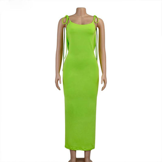 Kvinnors Maxiklänning A-linjeformad Bomull Polyester Lång Klänning Dam-1