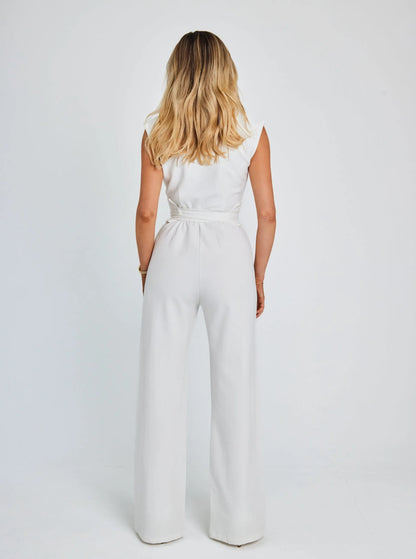 Dam Jumpsuit Justerbar Midja Bred Byxben Polyester-5