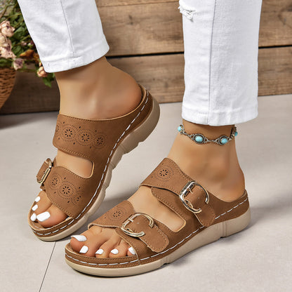 Dam Sandaler Ortopedisk Design Bekväm med Justerbar Spänne och Chockdämpande Sula-5
