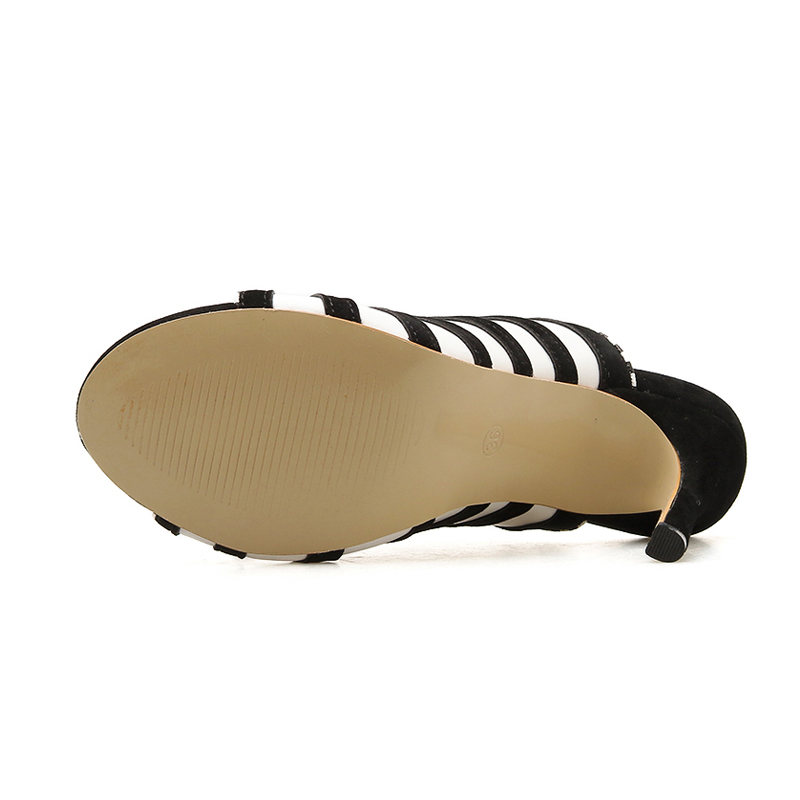 Dam Sandaler Klack Zebra Mönster Flock Material-4