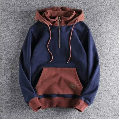 Hoodie Herr Tvåfärgad Design med Huva i Mjuk Bomull 5