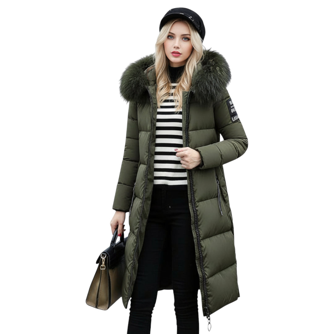 Dam Kappa Vattentät med Furry Detaljer och Varmt Material