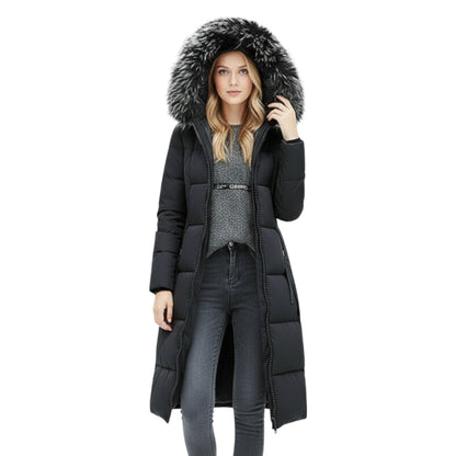 Dam Kappa Vattentät med Furry Detaljer och Varmt Material