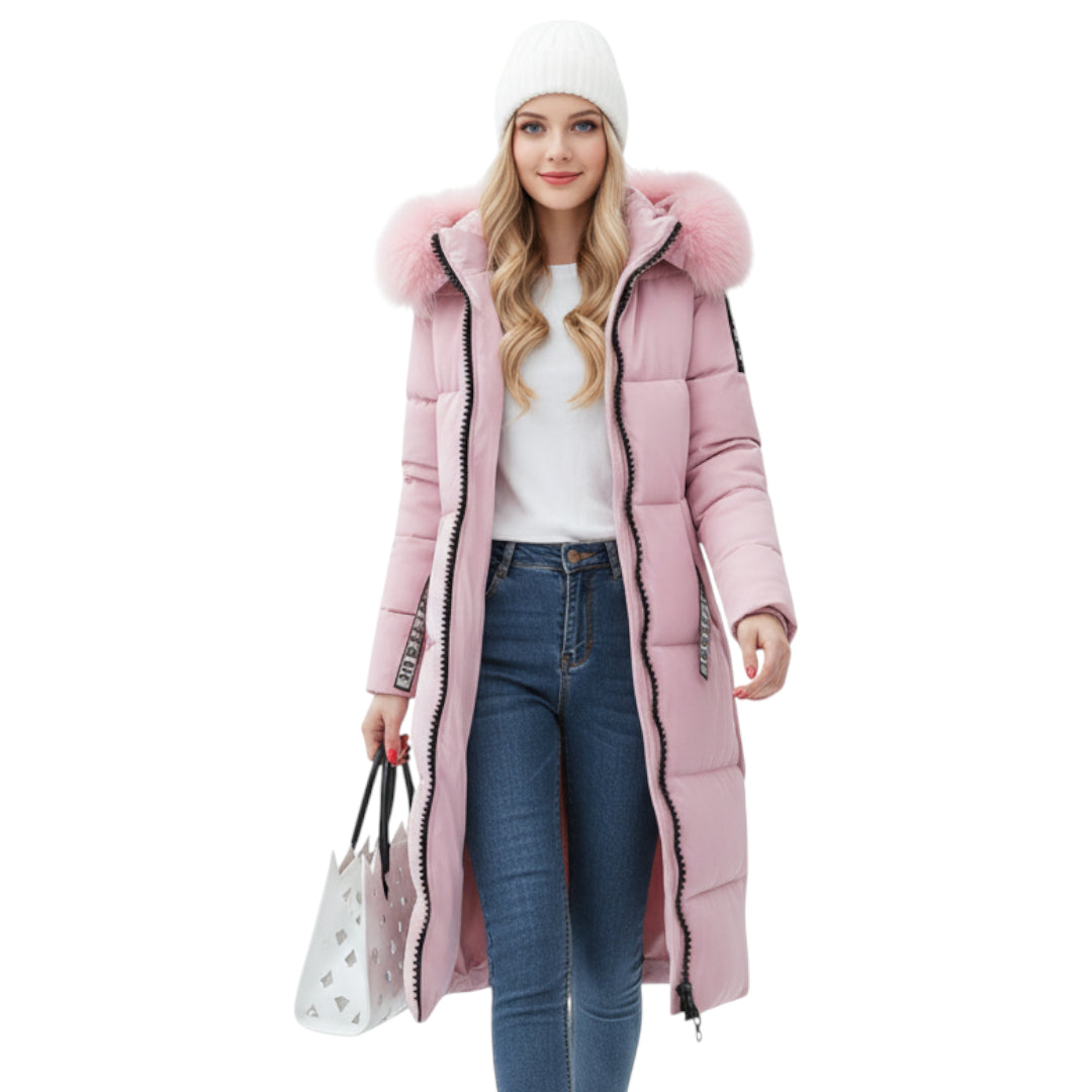 Dam Kappa Vattentät med Furry Detaljer och Varmt Material