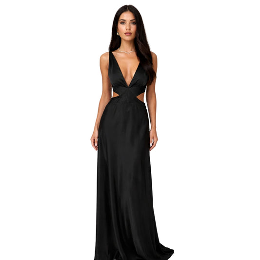 Dam Maxiklänning Djup V-hals Flödande Yta