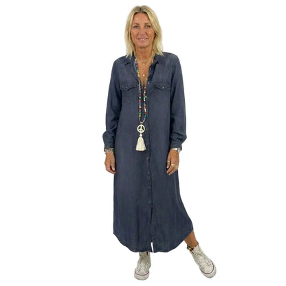 Modern sommarklänning i denimstil för kvinnor
