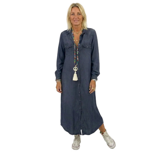 Modern sommarklänning i denimstil för kvinnor