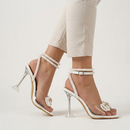 Dam Sandaler med Ankelrem PVC och Hög Klack
