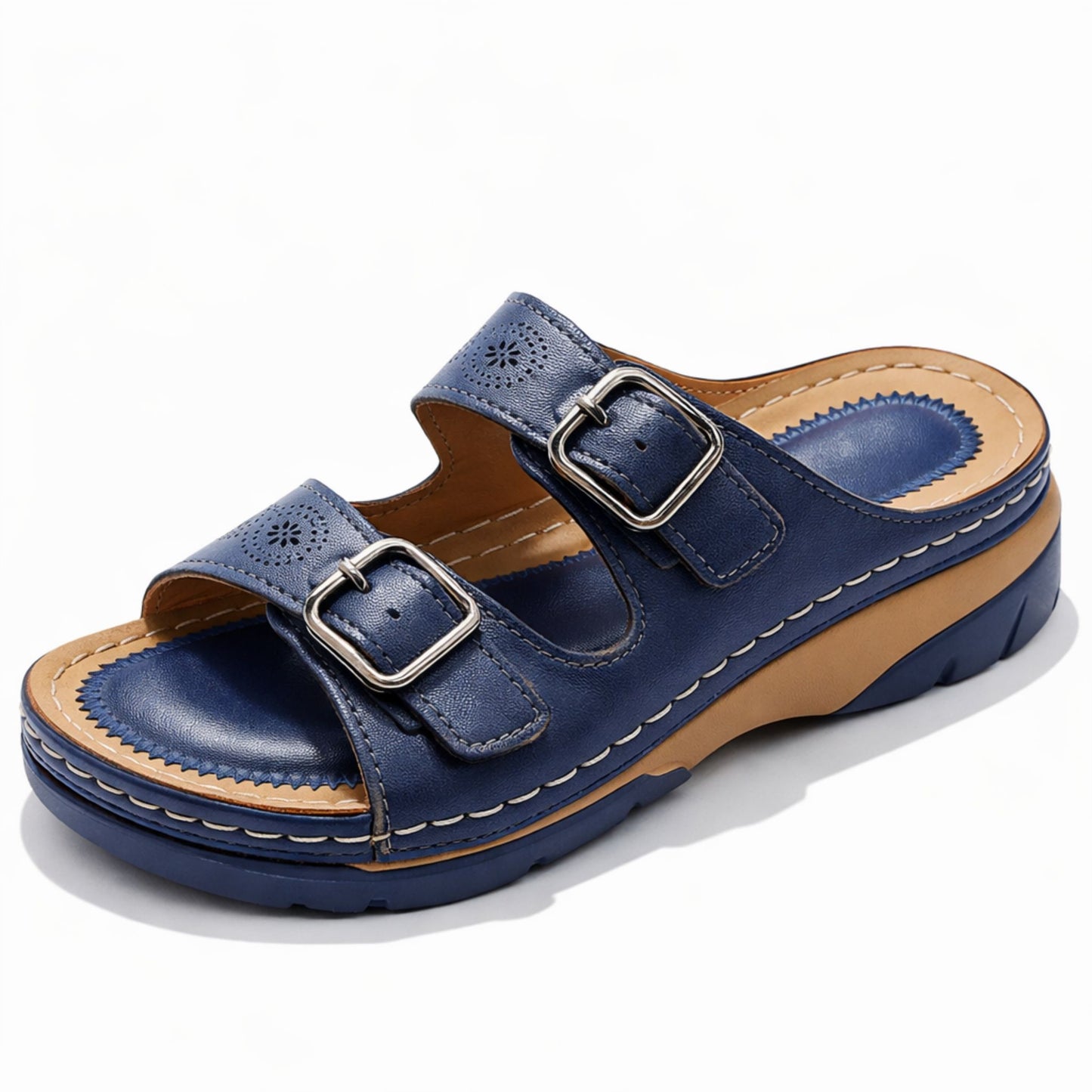 Dam Sandaler Ortopediska Läder Bekväma med Kardborrfäste