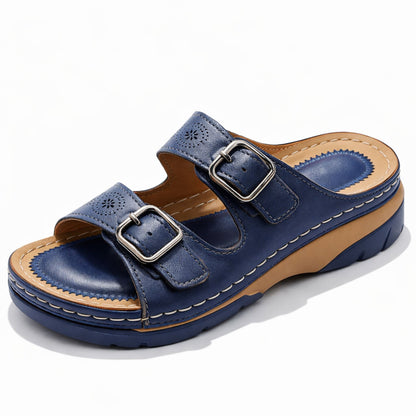 Dam Sandaler Ortopediska Läder Bekväma med Kardborrfäste