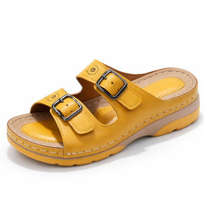 Dam Sandaler Ortopediska Läder Bekväma med Kardborrfäste