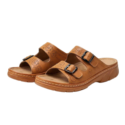 Dam Sandaler Ortopediska Läder Bekväma med Kardborrfäste