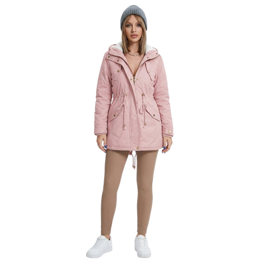 Dam Vinterjacka Parka Med Midjekabel Syntetiskt Material