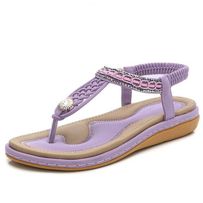 Dam Sandaler Öppen Tå PU-Läder med Kristalldekoration-2