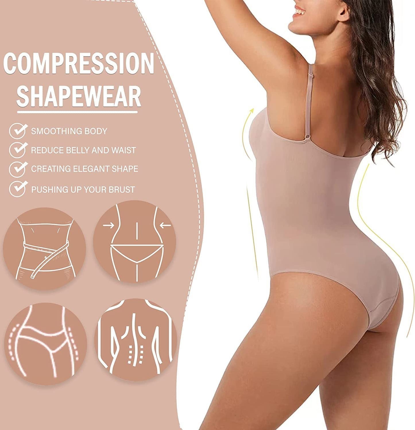 Dam Bodysuit Sömlös Justerbar Polyester 5