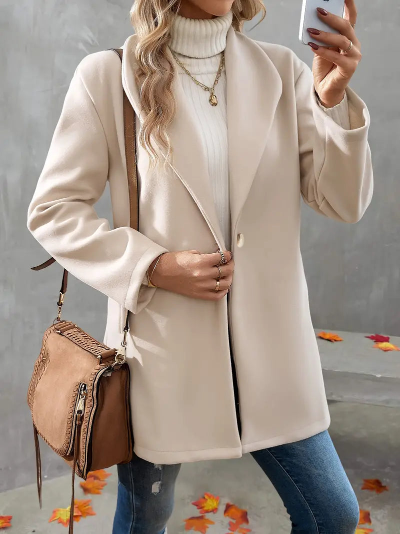 Dam Kappa En-Knapps Stängning Hållbart Tyg med Praktiska Fickor-2