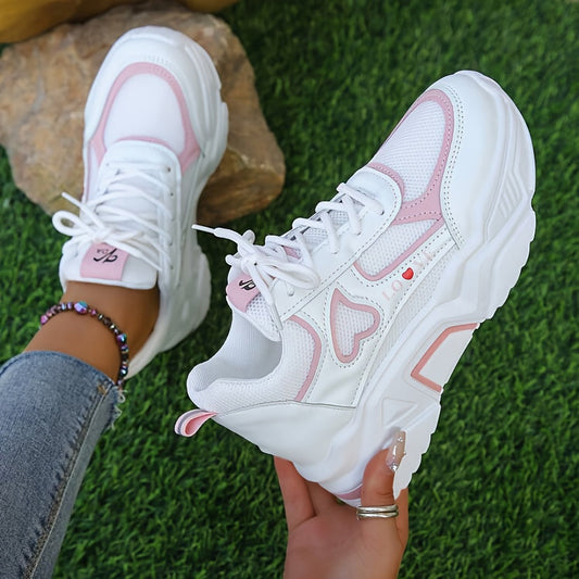 Dam Sneakers Hjärtmönster Platånsula Textil Syntet-1