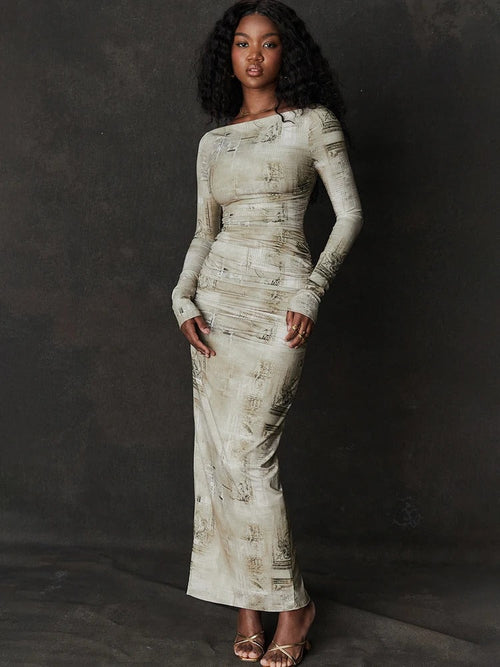 Kvinnors Ankellång Klänning O-hals Polyester Elastan 1