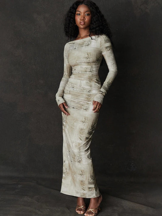 Kvinnors Ankellång Klänning O-hals Polyester Elastan 1