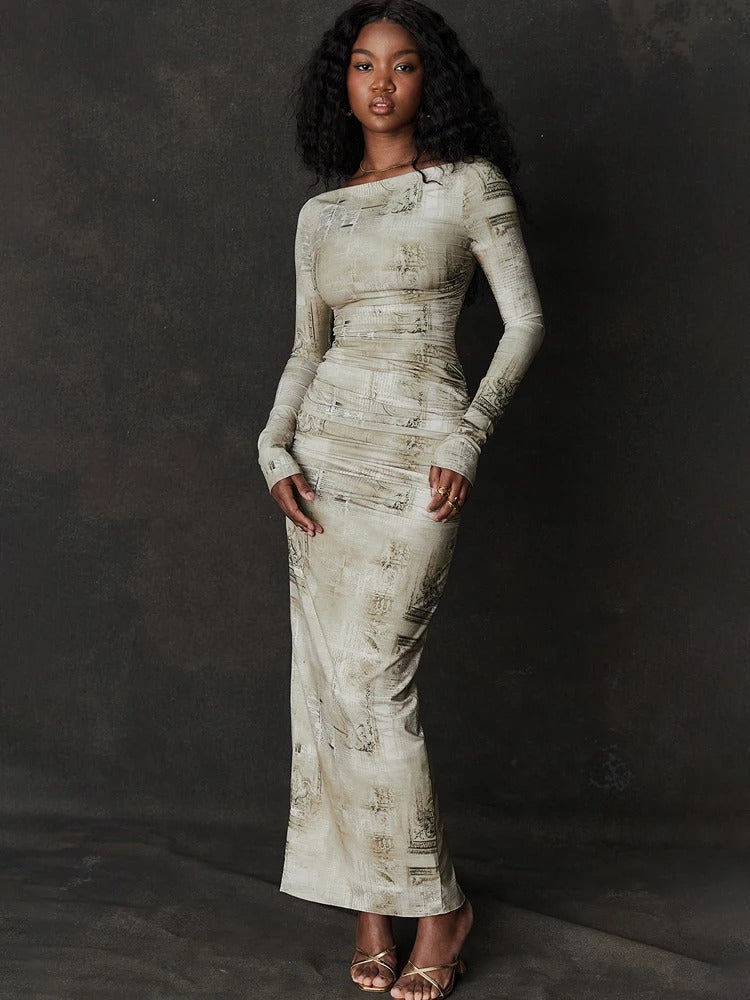 Kvinnors Ankellång Klänning O-hals Polyester Elastan 5