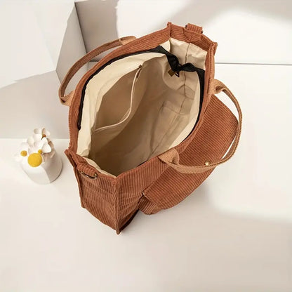 Dam Axelväska Ribbade Sammet Justerbar Axelrem-4