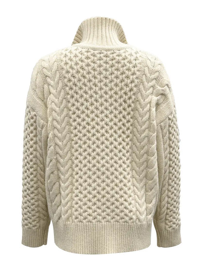 Kvinnors Lång Stickad Kofta med Avslappnad Passform-4