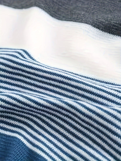 Randig Herrtröja R-Halsringning Medelstort Stretchigt Tyg-5