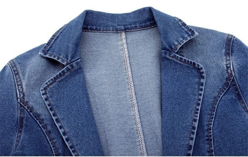 Dam Denimjacka Klassisk Blazer Högkvalitativ Denim 4