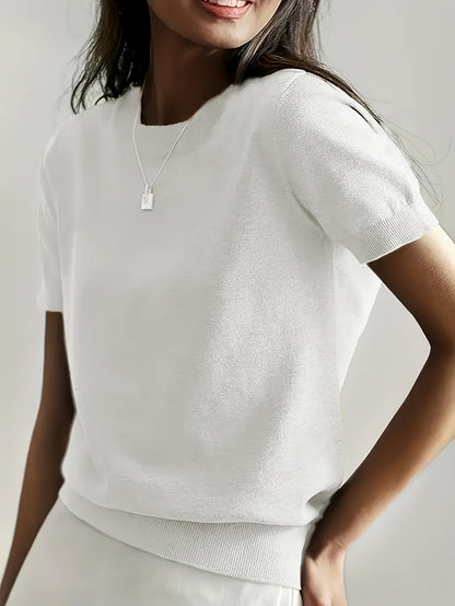 Dam T-Shirt Kortärmad Cirkulär Halsringning Stretchig-5