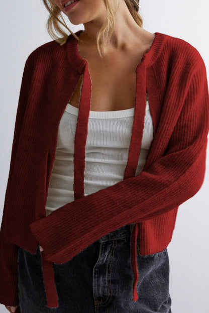 Kvinnors Cardigan Snörning Stickad Elegant Höst-2