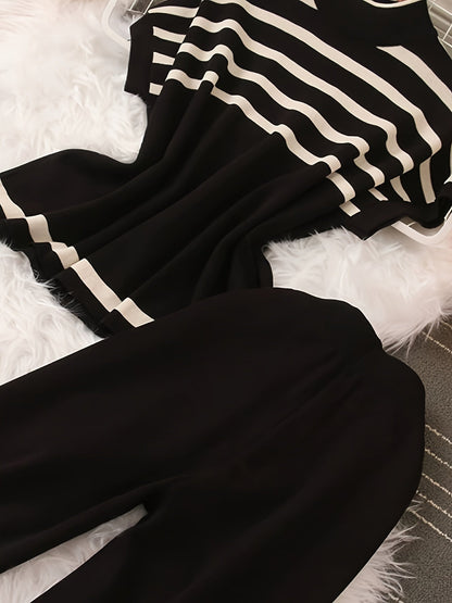 Dam Byxor Randig Design Casual Högkvalitativt Tyg-2