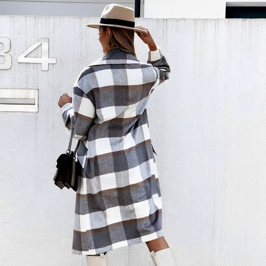 Dam Kappa Lång Ull Karoddesign Elegant Vinterkappa-2