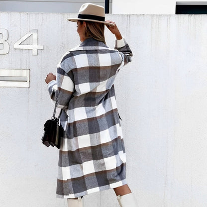 Dam Kappa Lång Ull Karoddesign Elegant Vinterkappa-2