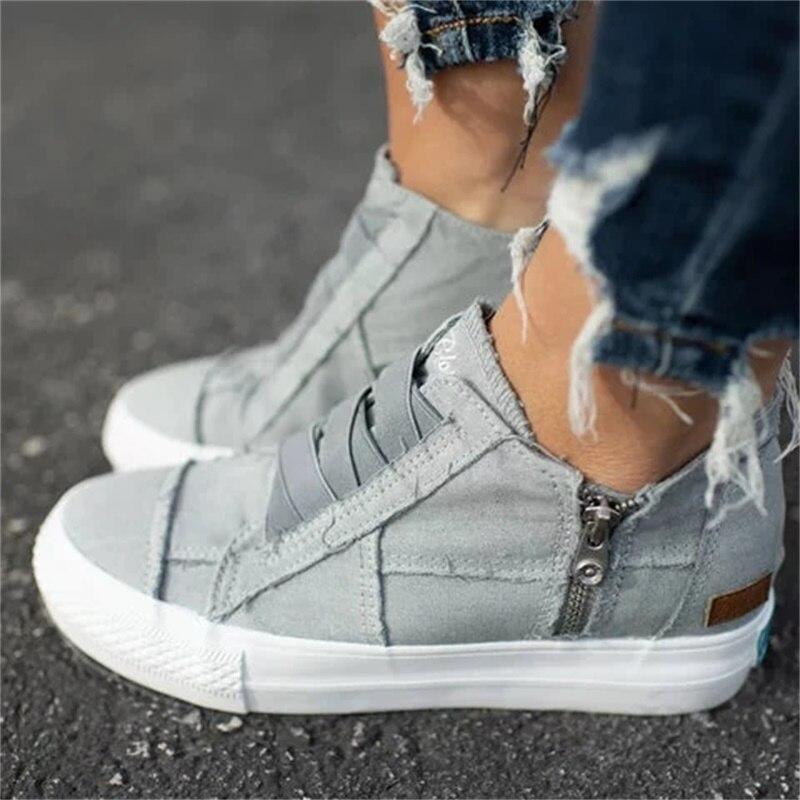 Herr Sneakers Denim Med Dragkedja Casual Skor-2