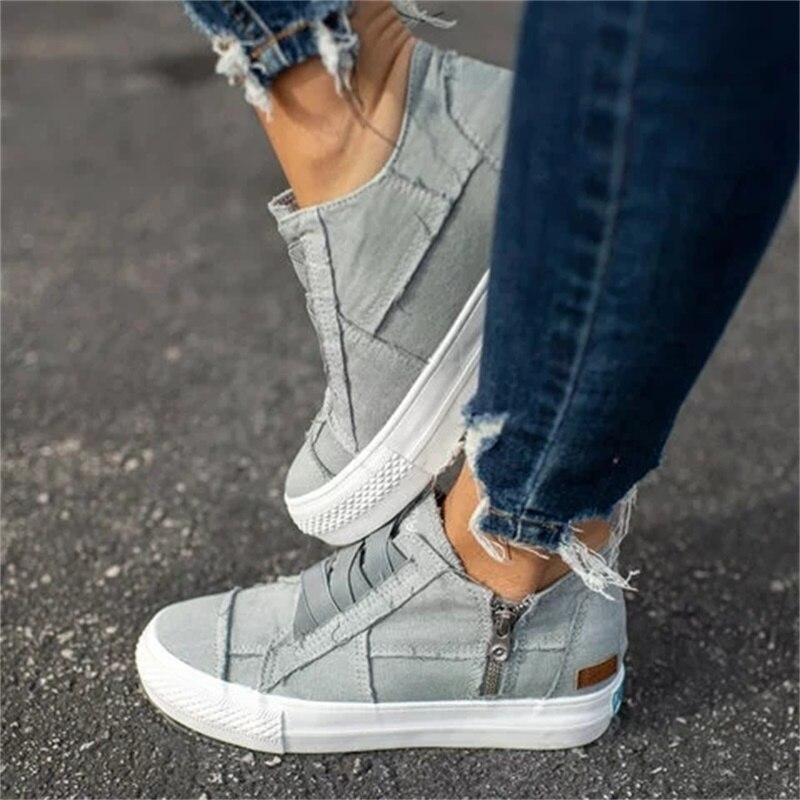 Herr Sneakers Denim Med Dragkedja Casual Skor-4