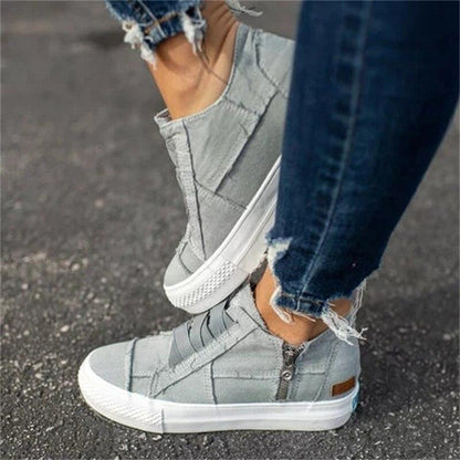 Herr Sneakers Denim Med Dragkedja Casual Skor-4