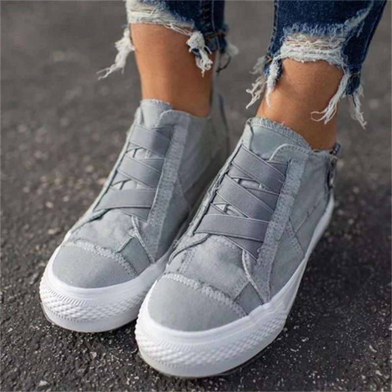 Herr Sneakers Denim Med Dragkedja Casual Skor-3