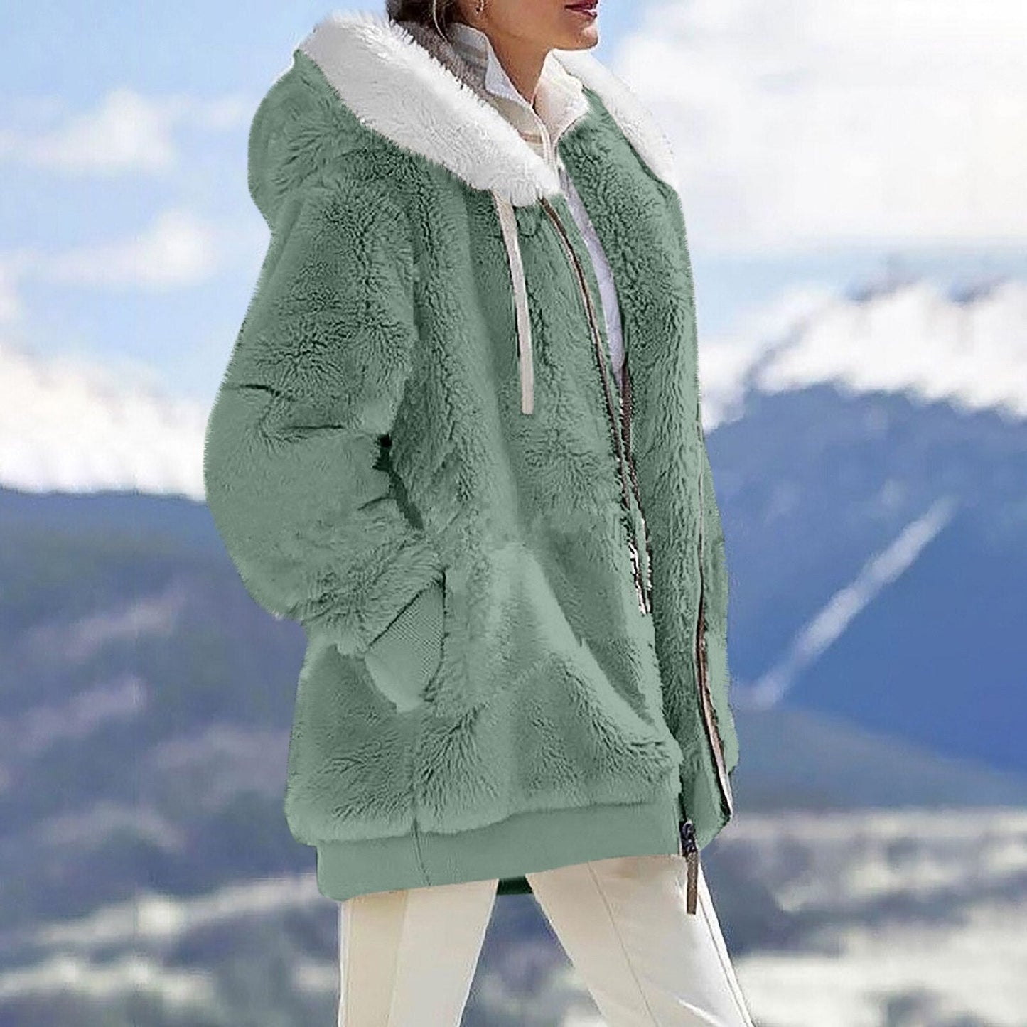 Fleecejacka Dam Varm Mjuk Polyester för Höst och Vinter 4