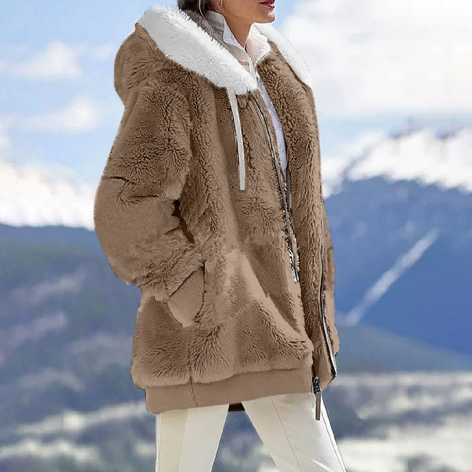 Fleecejacka Dam Varm Mjuk Polyester för Höst och Vinter 5