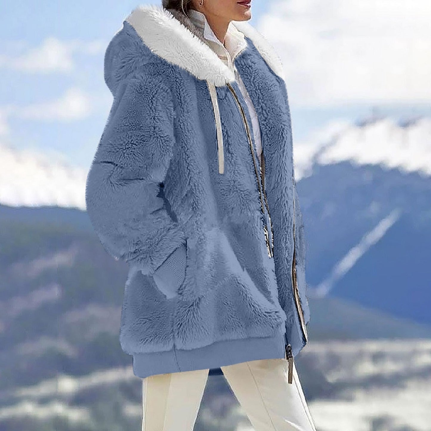 Fleecejacka Dam Varm Mjuk Polyester för Höst och Vinter 7