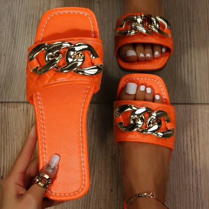 Dam Tofflor Kedjedetaljer Syntetisk Material-6