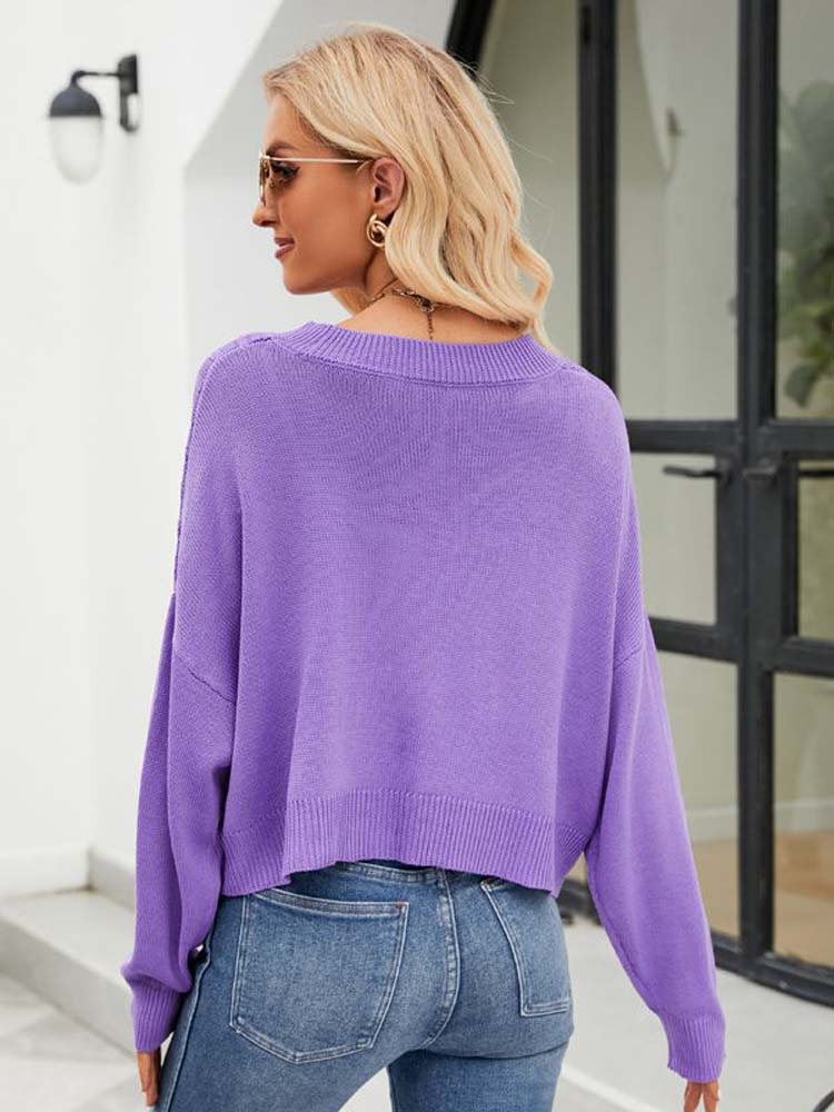 Dam V-ringad Stickväst Mjuk Kvalitet-5