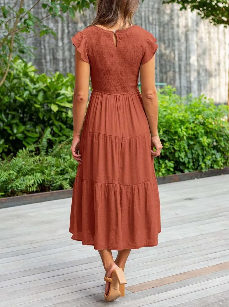 Dam Maxiklänning Bustier Andningsbart Material med Fjärilärmar 3