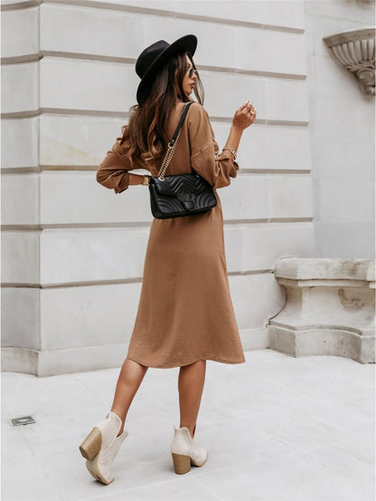 Dam Klänning Midi Blusstil Mjuk Tyg-3