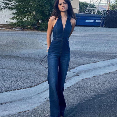 Dam Overall Denim med Halsinnehavare Fashion-1