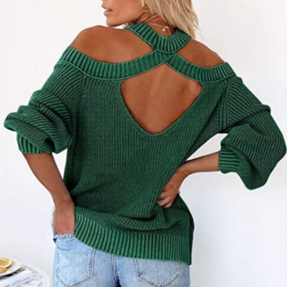 Dam Tröja med Öppna Axlar i Mjuk Bomull – Trendig och Bekväm Passform för Vardag och Fest 2