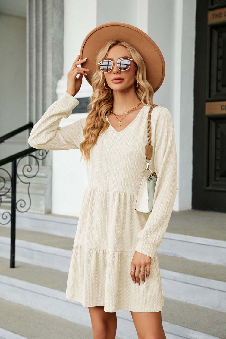 Kvinna Klänning Ruffles Stretchig Polyester-1