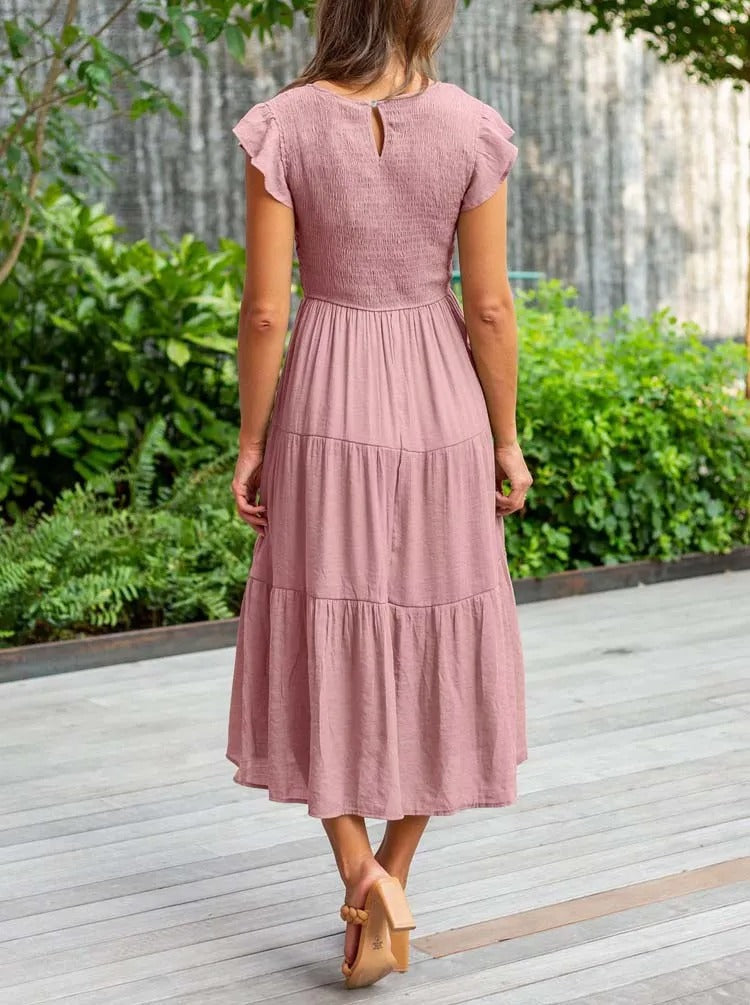 Dam Maxiklänning Bustier Andningsbart Material med Fjärilärmar 4