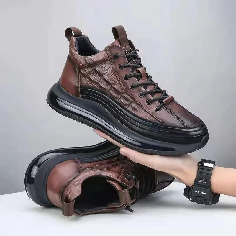 Herr Sneakers 3D Krokodildesign Andningsbart PU Med Gummisula-6